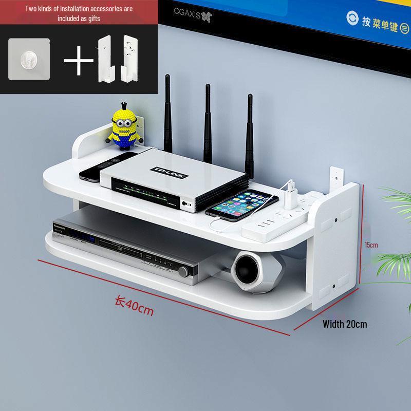 Wall-Mounted Wireless Router Shelf & Cable Organizer for Living Room