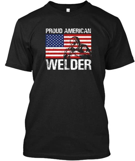 

Proud American Welder 100% Cotton T-shirt Mens Tees Top Made in the USA T-Shirt Tee Top Unisex S