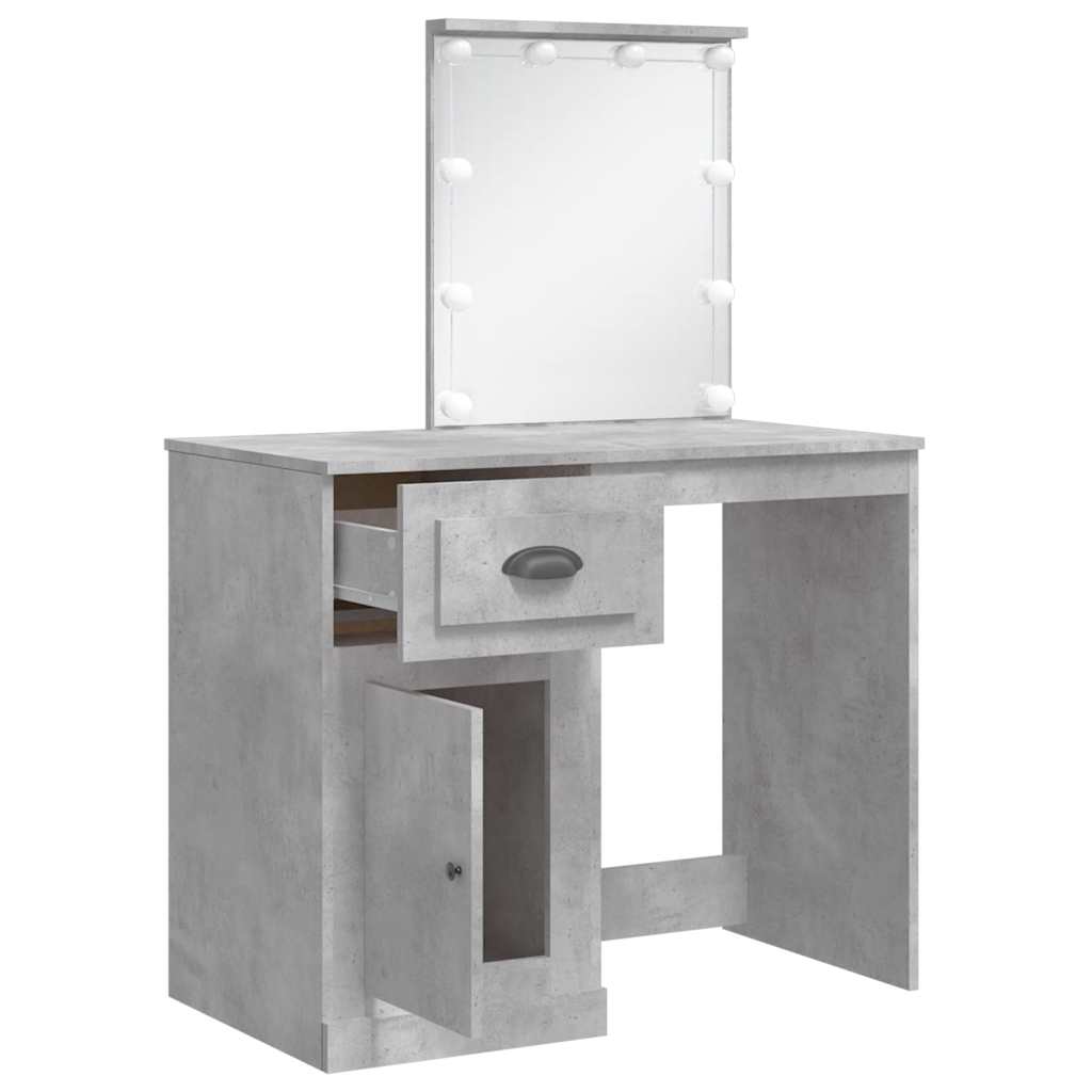 Makeup Table with LED Lights Concrete Grey 90 x 42 x 132.5 cm