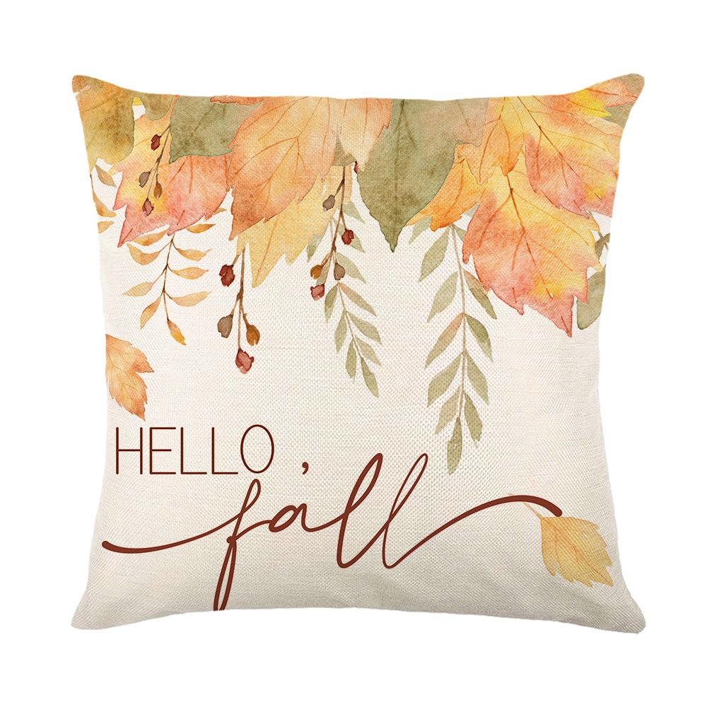 Thanksgiving Pillow Cover Autumn Pumpkin Series Linen Printed Pillow Cover Living Room Sofa Cushion Cover