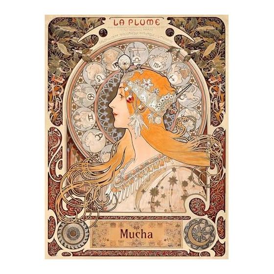 PieceRelax 1000 Piece Plastic Jigsaw Puzzle PieceClicks [Alphonse Mucha_Zodiac Signs] (48X64cm) Difficult for Adults No Pieces Click into Place
