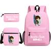 3 Piece School Backpack Set for Students Large Capacity Oxford Cloth Schoolbag with Shoulder Strap and Pencil Case