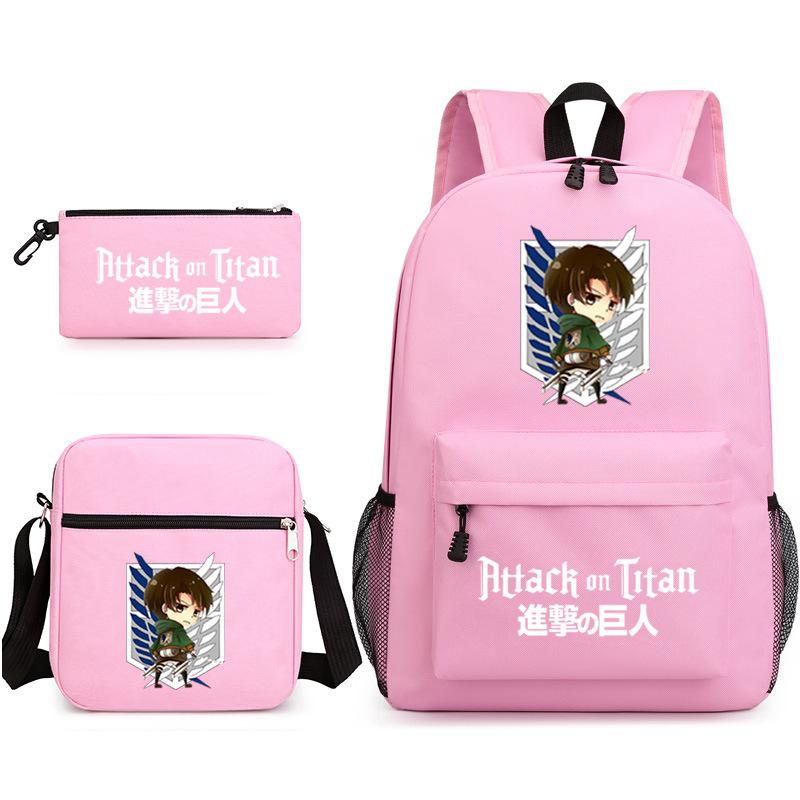 3 Piece School Backpack Set for Students Large Capacity Oxford Cloth Schoolbag with Shoulder Strap and Pencil Case