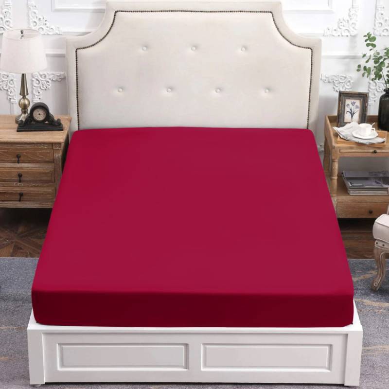 Simple Fitted Sheet Pure Color Polyester Soft Fabric For Bedroom Bed Linen