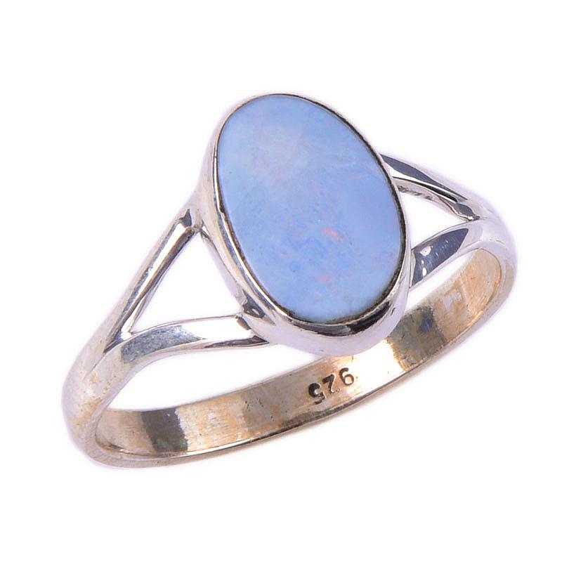 Natural Australian Opal Gemstone 925 Solid Sterling Silver Jewelry Ring S.9 f2D68