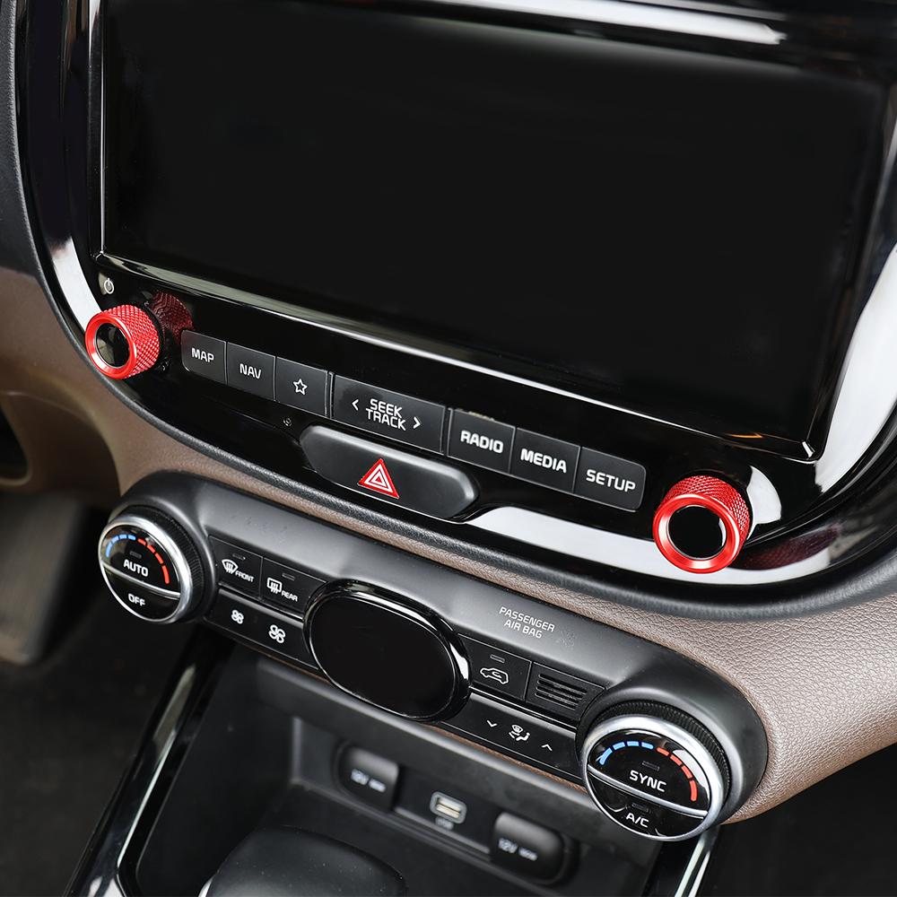 For Kia Soul -2025 2PCS High-End Version Aluminum Red Blue Black Air Conditioner Knob Trim Ring Control Adjust Button Cover