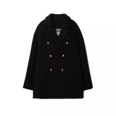 Autumn and Winter New Style Black Small Woolen Coat for Women Woolen Coat for Women