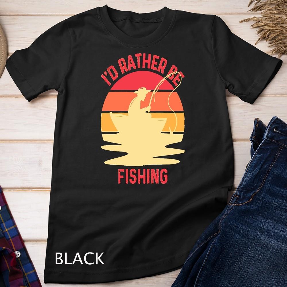 Retro Sunset Fisherman I'd Rather Be Fishing Unisex T-shirt