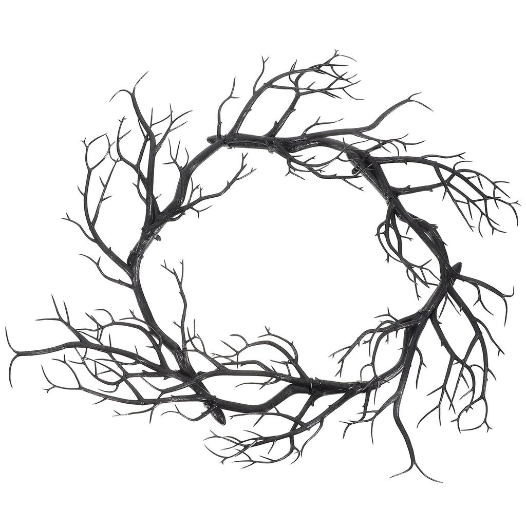 Halloween Wreath Black Twig Garland Fake Branch Decor Artificial Door Wreath Hanging Nament Front Door Garlands Festive Party