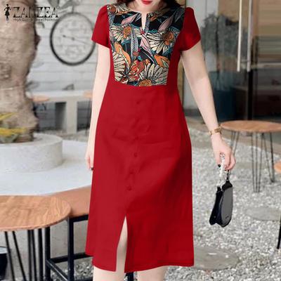 Women Casual Summer Patchwork Short Sleeve Dress