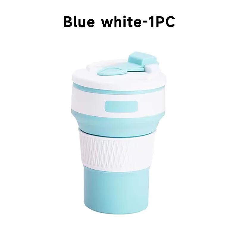 350ML Silicone Folding Cup Collapsible Mug With Cover Coffee Travel Outdoors Portable Water Drinking Tea Cups