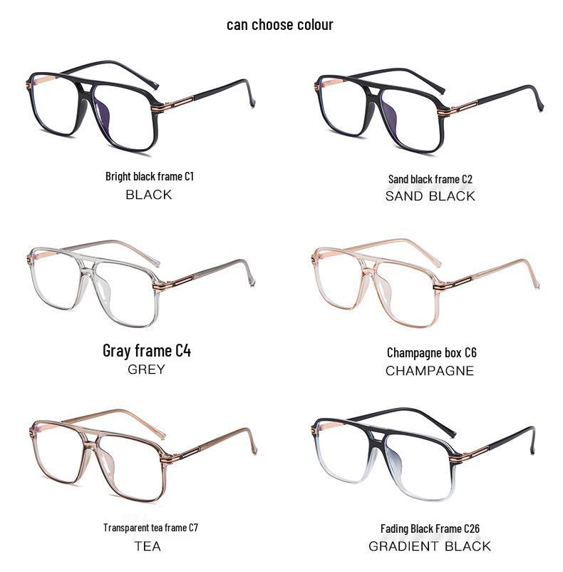 2025 TR90 Korean Style Large Frame Double Bridge Anti-Blue Light Eyeglasses with Plain Lenses - Model OZ 260.