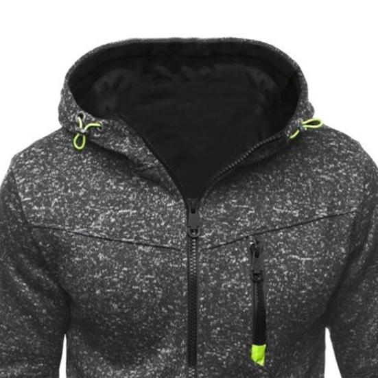 Men Hoodie Zipper Warm Solid Color Winter Men Fleece Hooded Sweatshirt Pullover for Daily Wear