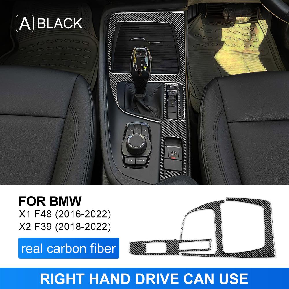 Real Carbon Fiber For BMW X1 F48 X2 F39 2018     Car Console Gear Shift Panel Frame Sticker Interior Accessories