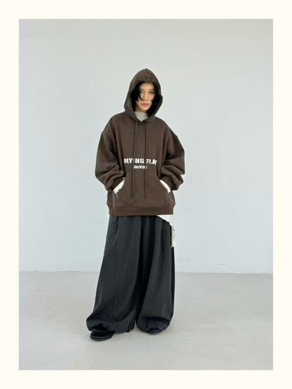 Becabeau Winter Korean-Style Loose Plus-Size Casual Letter Hooded Fleece Sweatshirt