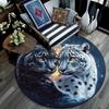 Snow Leopard Round Area Rug,Carpet Rug for Living Room Bedroom Sofa Playroom Decor,Non-slip Floor Mat
