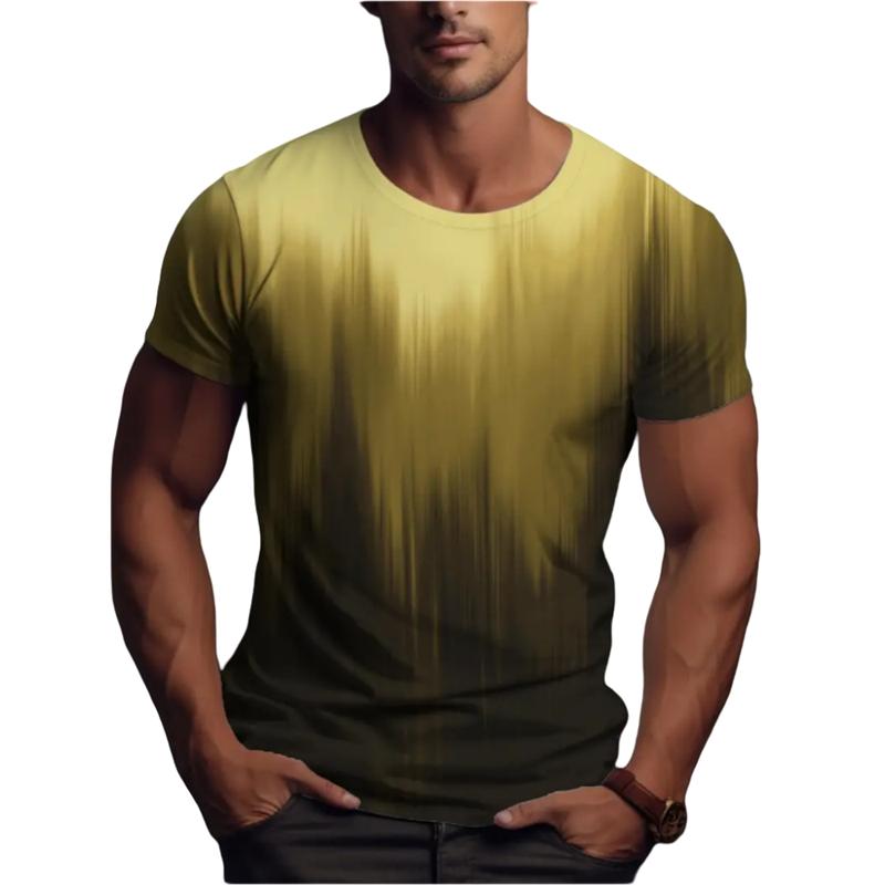 Einfache Mode Farbverlauf T-Shirts Für Männer Sommer Trend Streetwear 3D Gedruckt Kurzarm Locker Atmungsaktiv