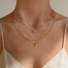 Simple European & American Rhinestone Pendant Layered Clavicle Necklace