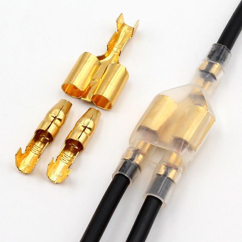 60Pcs Car Electrical Wire Connector Diameter 4Mm Female Male And Case Cold Press Terminal 1In2Out Bullet Crimp Terminal