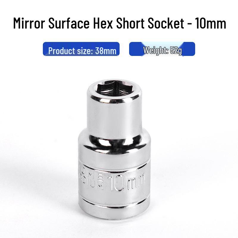 Electric Ratchet Wrench with Mirror Surface, Short Sleeve, and Inner Hex Socket, Chrome Vanadium Steel