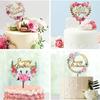 LIKENNY 5-Piece Set of Cake Topper, Birthday Cake Decoration, Cake Insert Card, Flower, Happy Birthday Party Cake Decorating Supplies for Celebrations