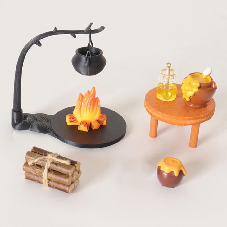 Miniature Kitchen Miniature Set 1/12 Doll House Decoration Hanging Stove Firewood SweetJar Model with Realistic Features