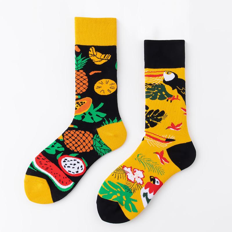 REMOULD Women Fashion Designer Mismatching AB Socks High Quality for Girls Art Crazy Socks With Print Pattern Fancy Cool