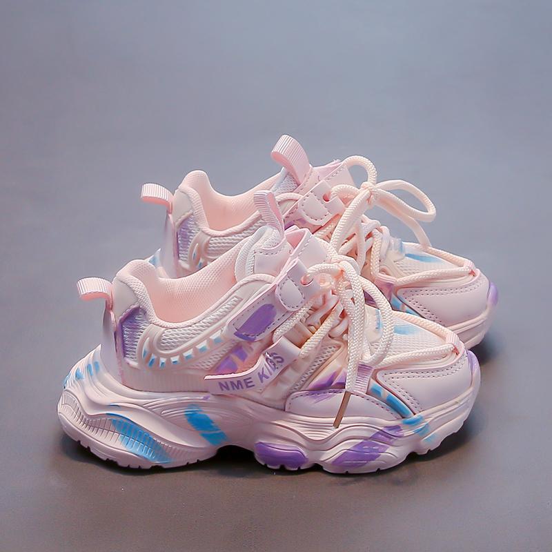 

Трендові дитячі кросівки з м’якою підошвою, зручні кросівки для бігу. Студентська мода для хлопчиків і дівчаток. Повсякденне дихаюче спортивне взуття. 37 рожевий