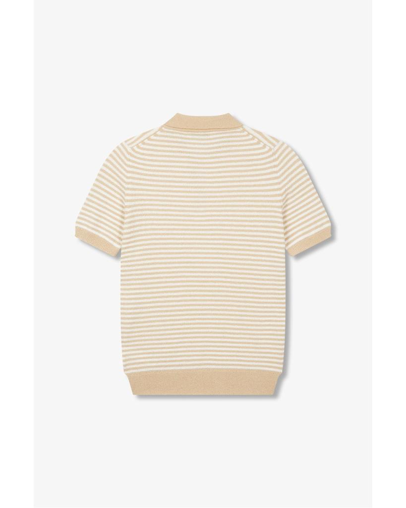 MAN ON THE BOON [M.Ottaviani] Striped Terry Polo Knit_Beige 4714113108