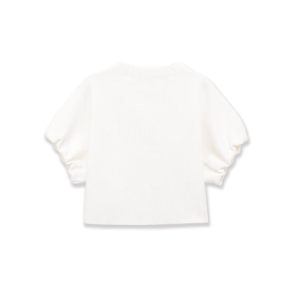 2026 Spring New European & American Style Puff Sleeve Pleated Top