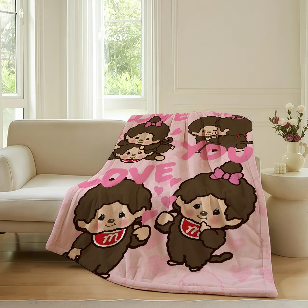 Cartoon-Decke Warm Weich Geeignet für Schlafzimmer Sofa Bett Wohnzimmer Büro Reisen M-Monchhichis-S Kawaii Camping Geschenke