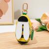 Cute Fruit Shape Mini Pu Leather Keychain Pouch, Lemon Banana Zipper Coin Earbud Storage Handbag Charm For Women Girls