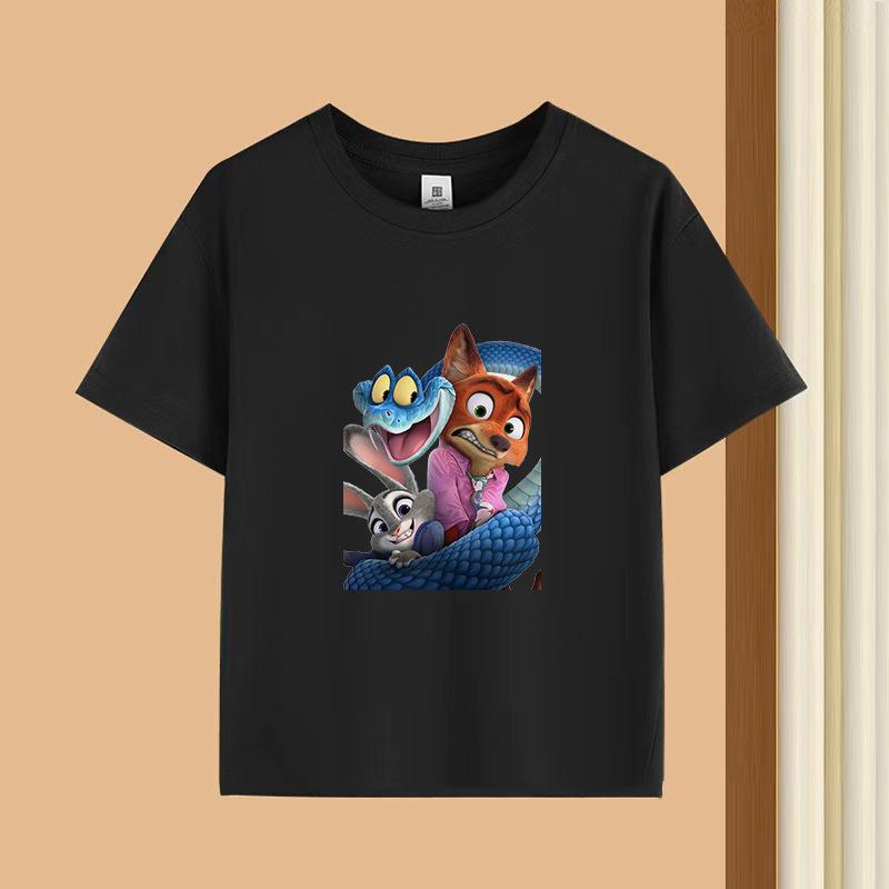 Dětské tričko s krátkým rukávem a kulatým výstřihem - 230g čistá bavlna s potiskem zvířat