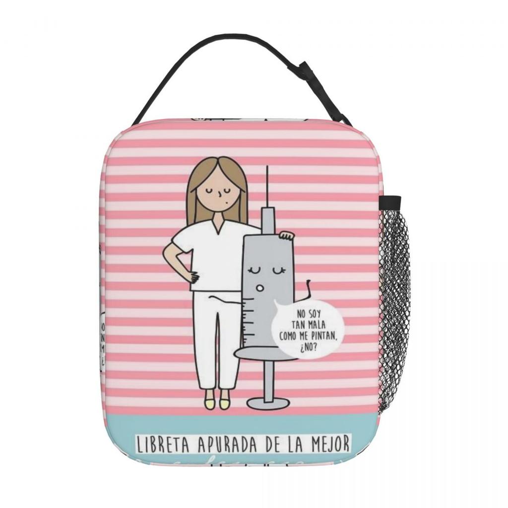 Cartoon Doctor Nurse Lunch Bag Enfermera En Apuros Grocery Casual Lunch Box For Adult School Cooler Bag Designer Tote Food Bags