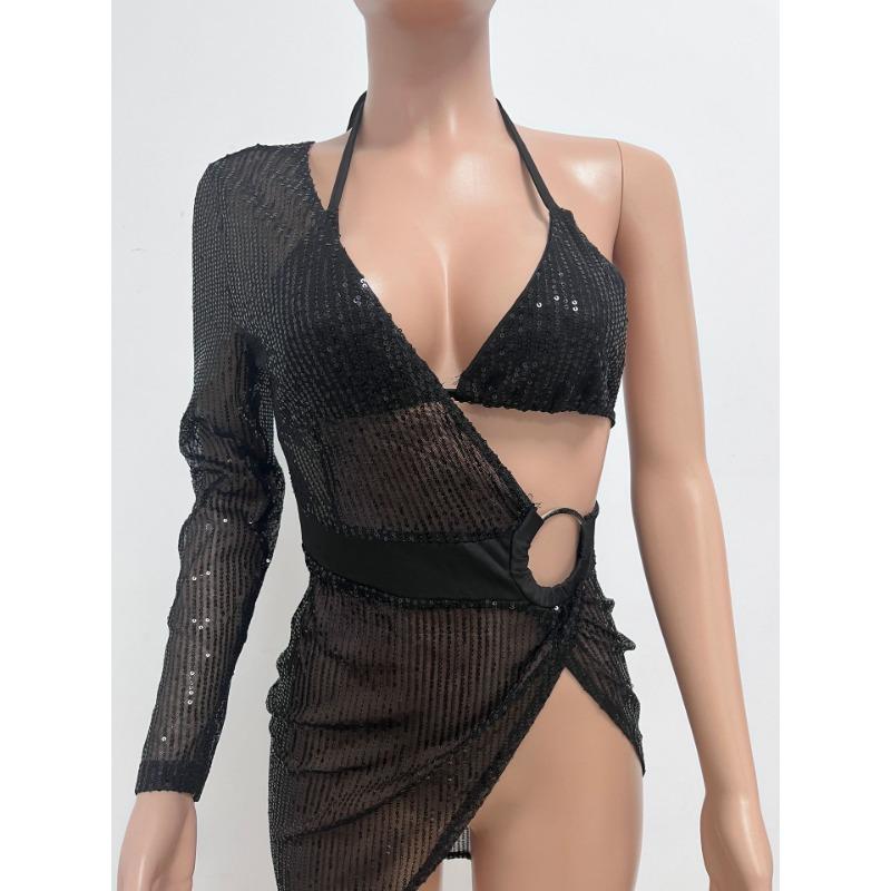 Women's Summer Fashion New Nightclub Hottie Backless Long Sleeved Dress