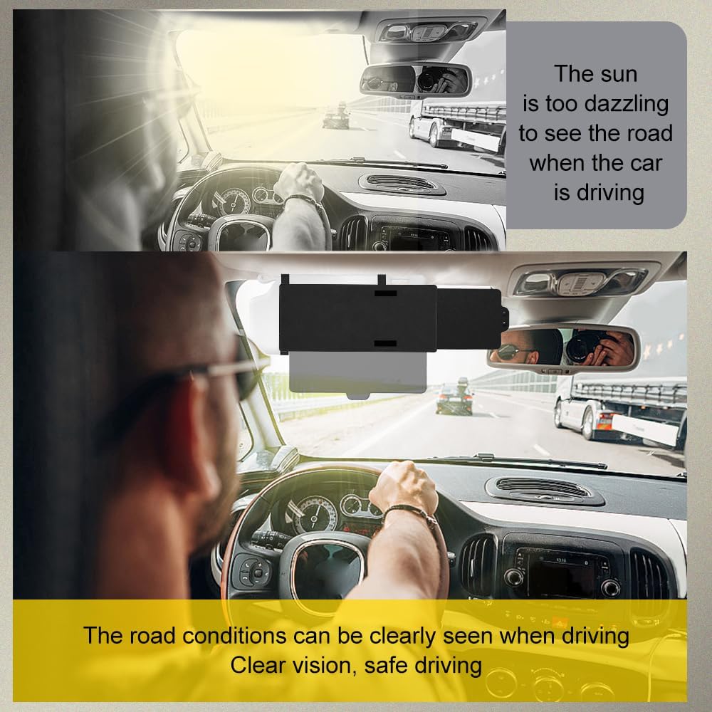 Polarized Car Sun Visor Extension With PC Lens And Side Sunshade, Anti-Glare Windshield Visor - Universal For Most Cars (Black)