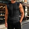 Men Sleeveless Vest Cable Knit Pattern Round Neck Pullover Sweater Lightweight Summer Spring Casual Knitwear