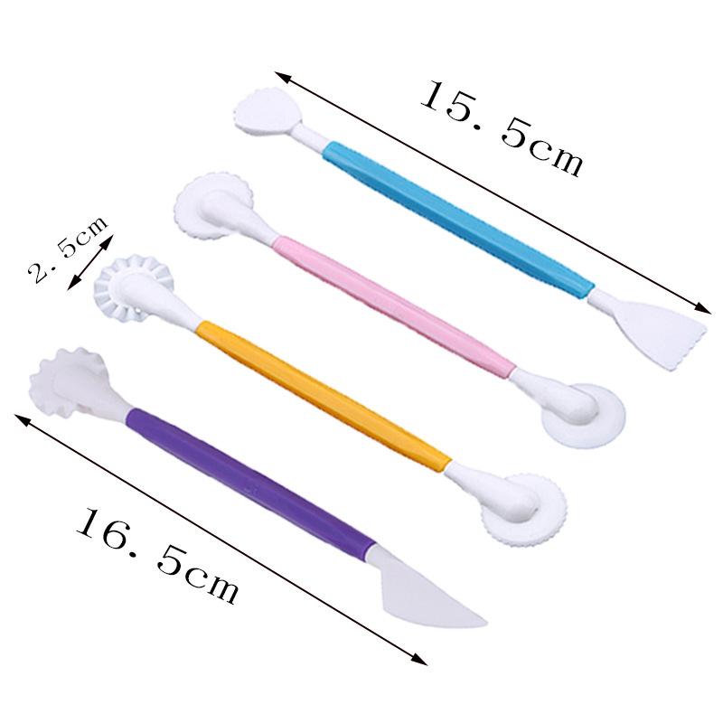 4pcs DIY Plastic Baking Craft Tool Sugar Craft Fondant Cake Pastry Carving Cutter Kitchen Decorating Flower Clay Tool