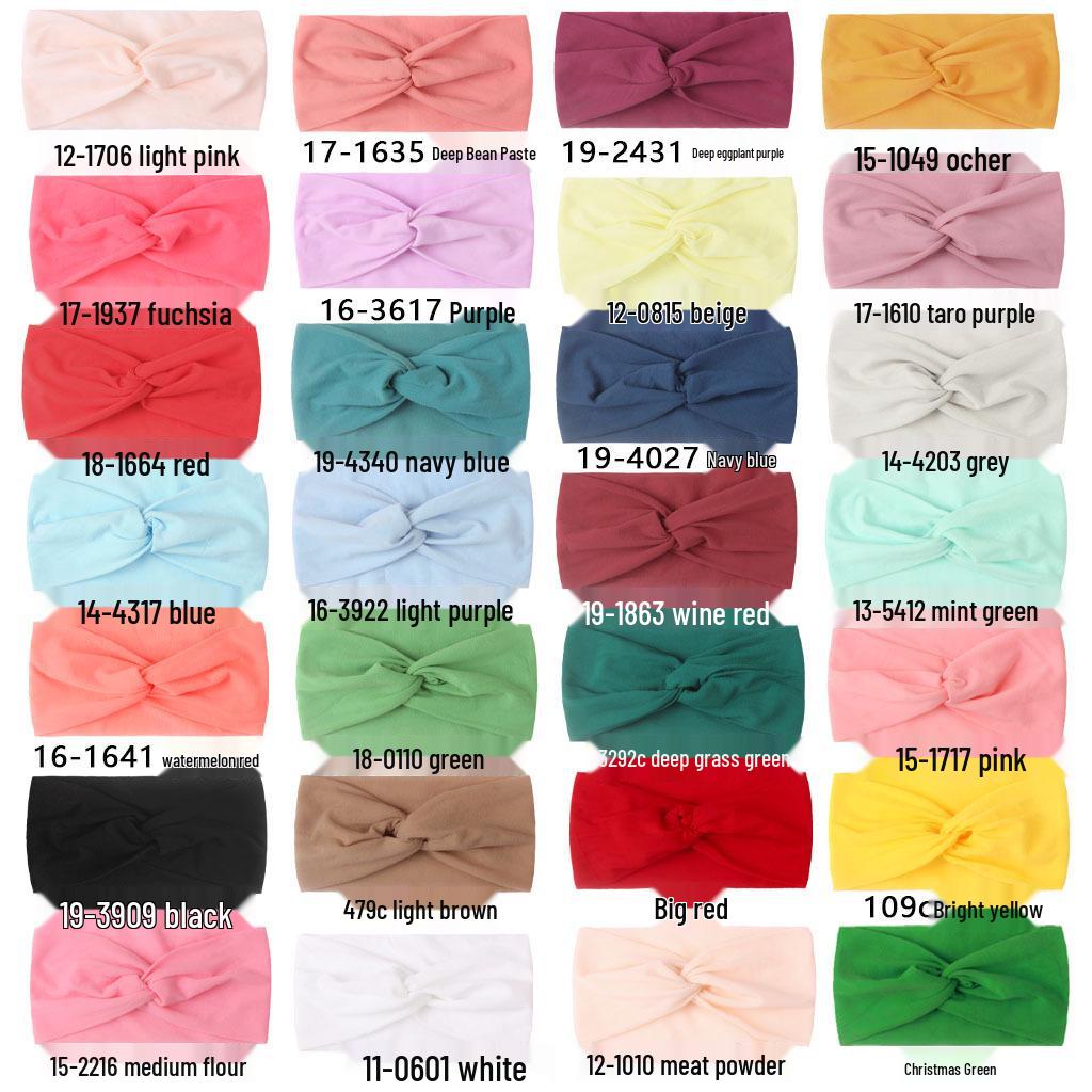 Children's Solid Color Knotted Nylon Headbands: 28 Colors Available