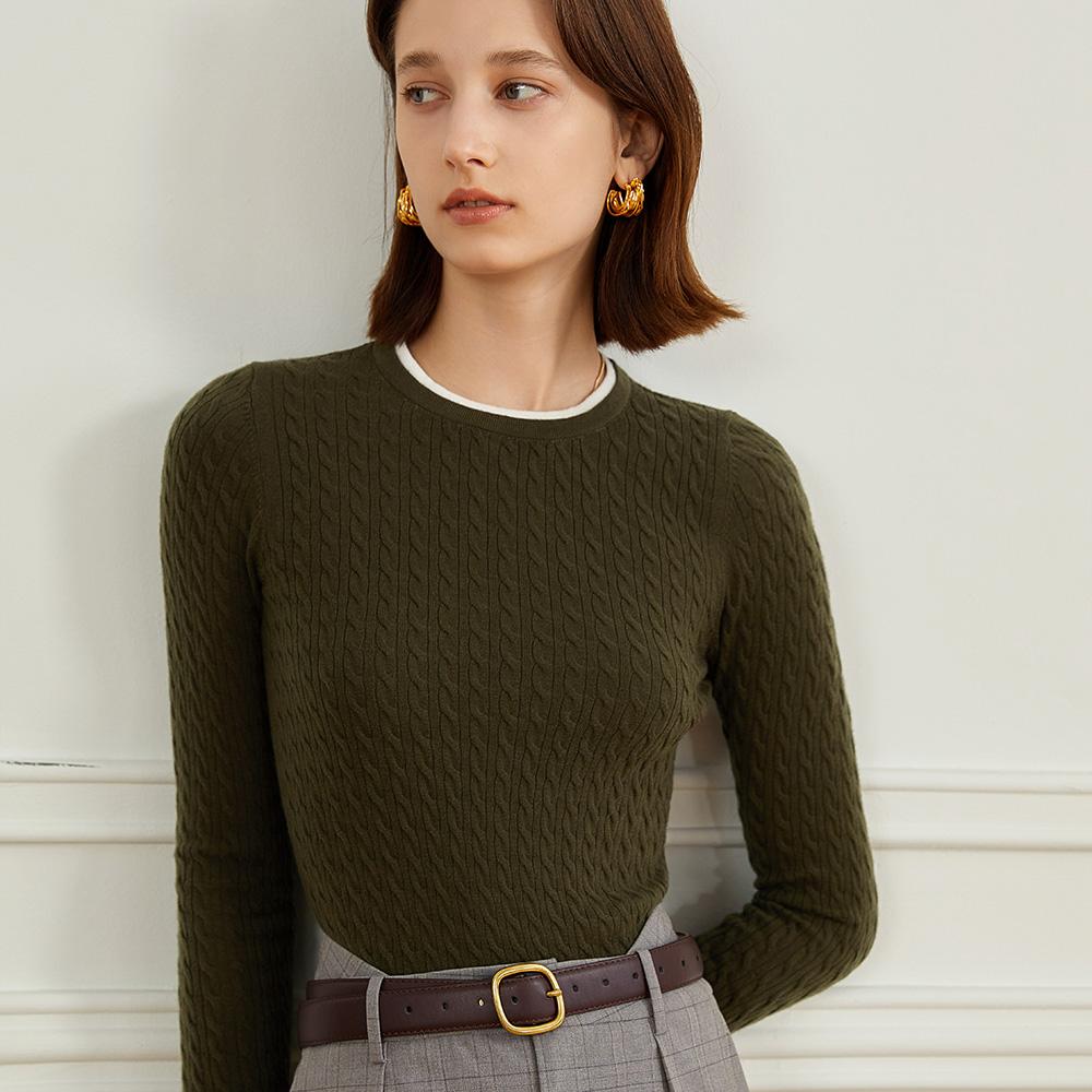 Waiwaiaiem Yy_Cable Pullover Knitted Top_Green