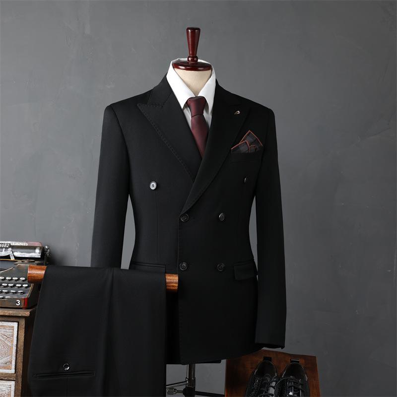 Men's Korean Style Double-Breasted Formal Suit - Perfect for Weddings, Business, or Best Man Attire