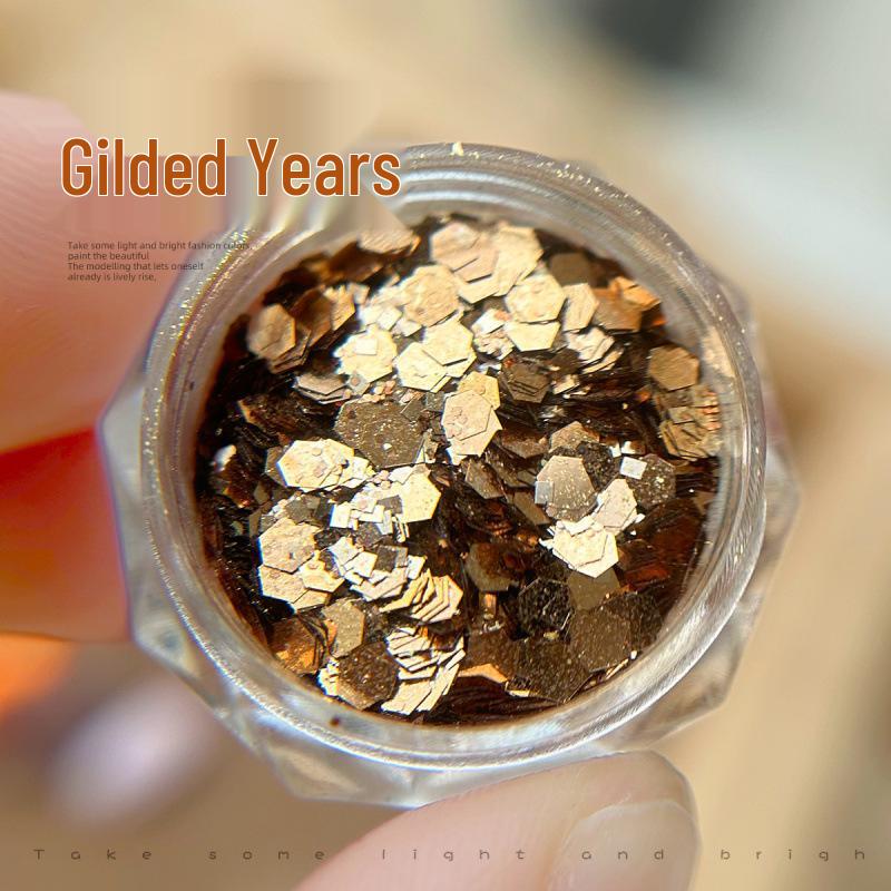 2025 New Gold & Chestnut Brown Glitter Flakes for Autumn/Winter Nail Art