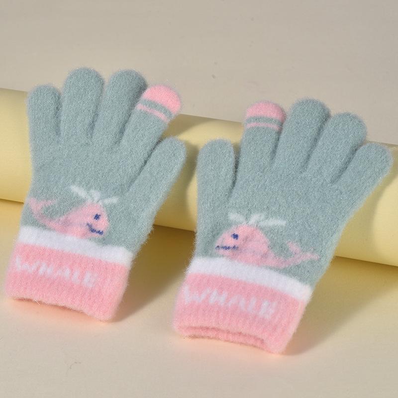 Children's gloves five-finger baby autumn and winter boys and children versatile warm knitted children's gloves winter warm gloves