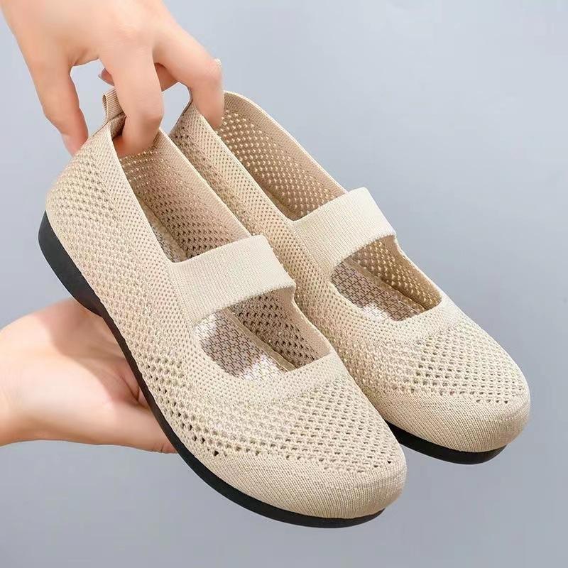Elderly non-slip shoes women's spring and autumn models super soft wear-resistant lightweight grandma shoes low-top fly-woven mesh shoes hollow