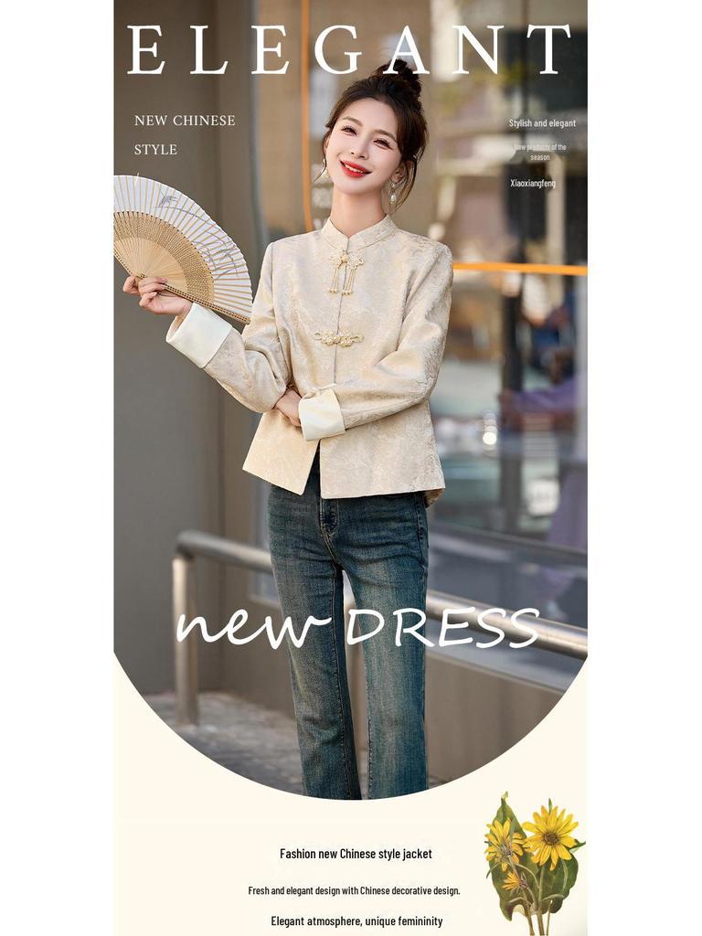 Women's Slim Korean Retro Short Jacket with Chinese Buttons - Spring/Autumn RX8941