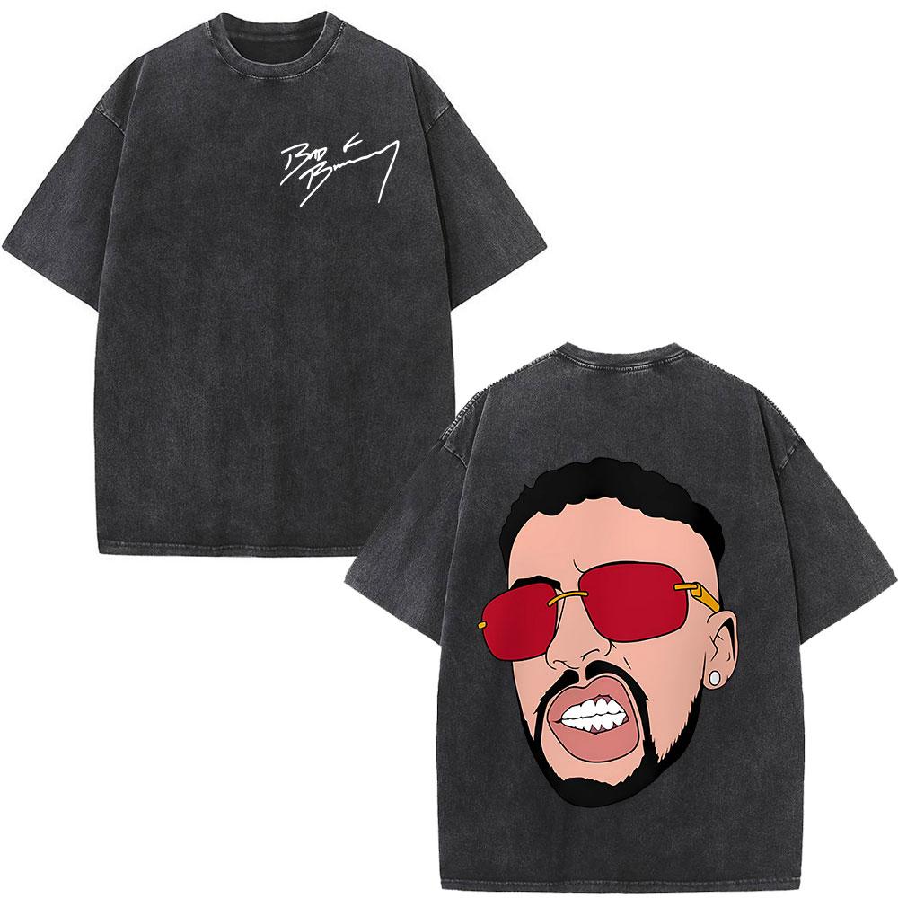 Rapper Bad Bunny Vintage Prané Tričko DTMF DeBi TiRAR MaS FOToS Trička Pánské Hip Hopové Módní Tričko Oversized Streetwear