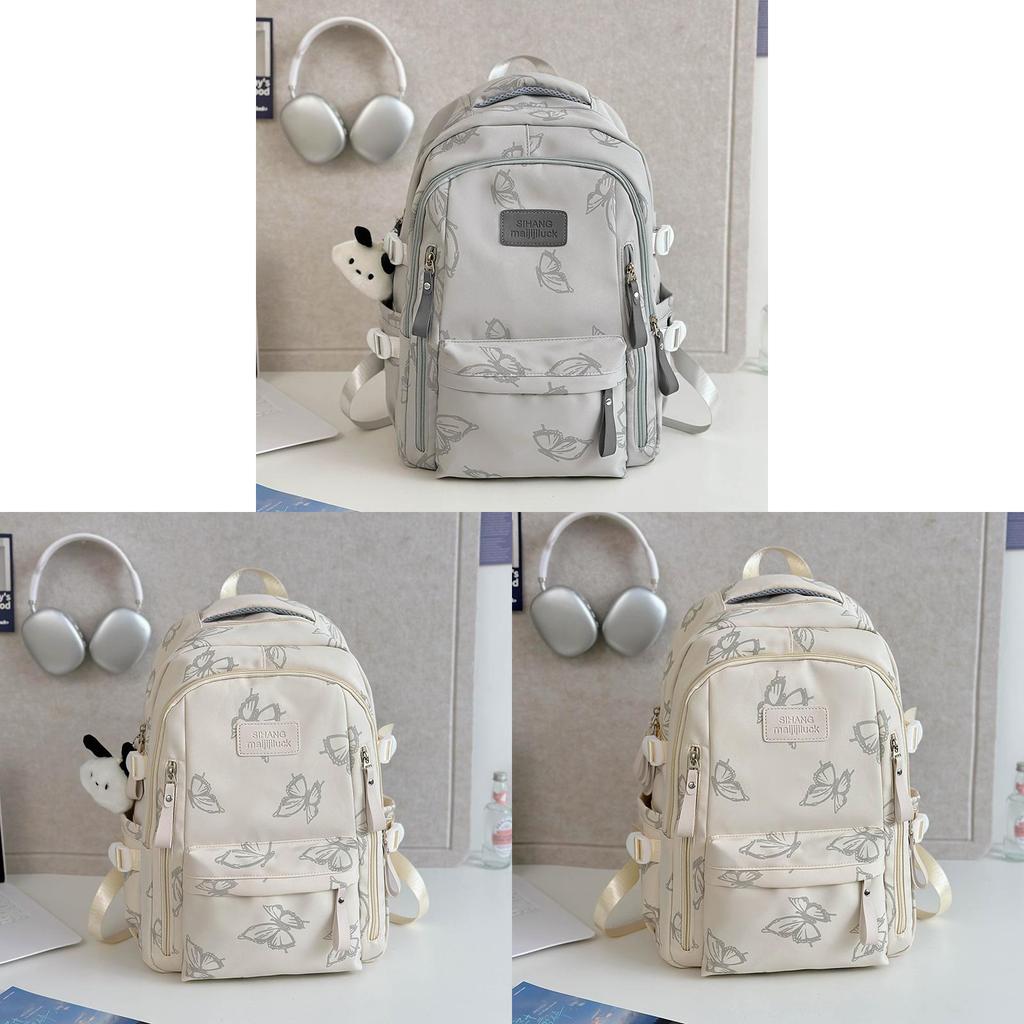Sweet Butterfly Pattern Student Backpack With Padded Shoulder Straps For Education