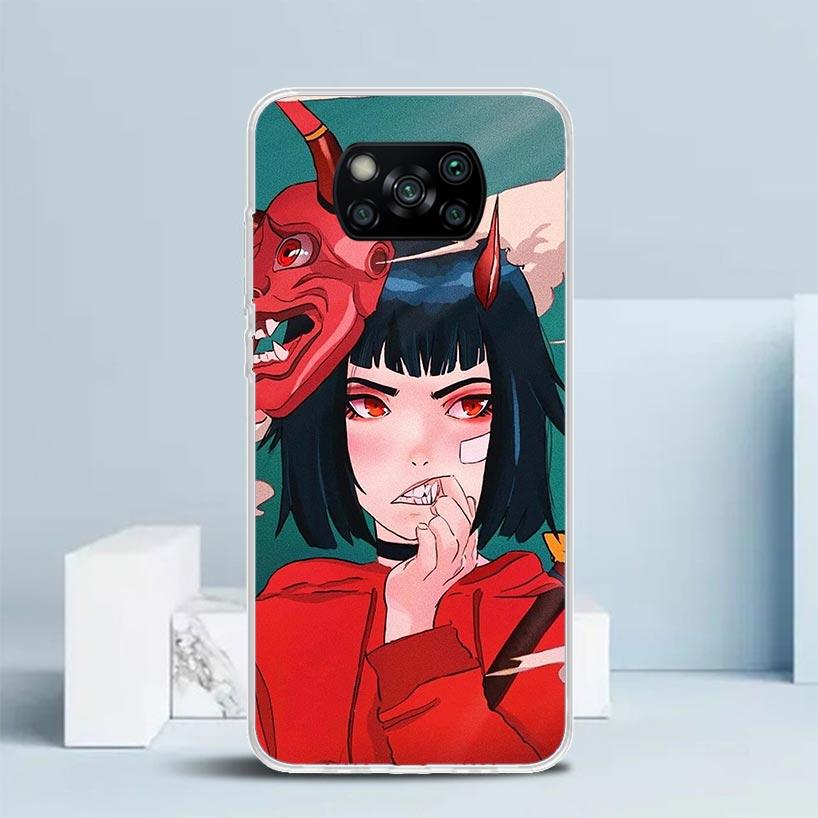 Japanese Style Anime Girl Phone Case For Xiaomi Poco F7 Ultra X5 X6 X7 Pro M7 Redmi 15C 15 13C 13 12C 12 10C 10 10A 9 9C 9A 9T C