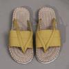 Fashion Green Fabric Flip Sole Summer Beach Shoes with Flat Heels and Slippers for Women's Simple One Line Beach Flat Shoes