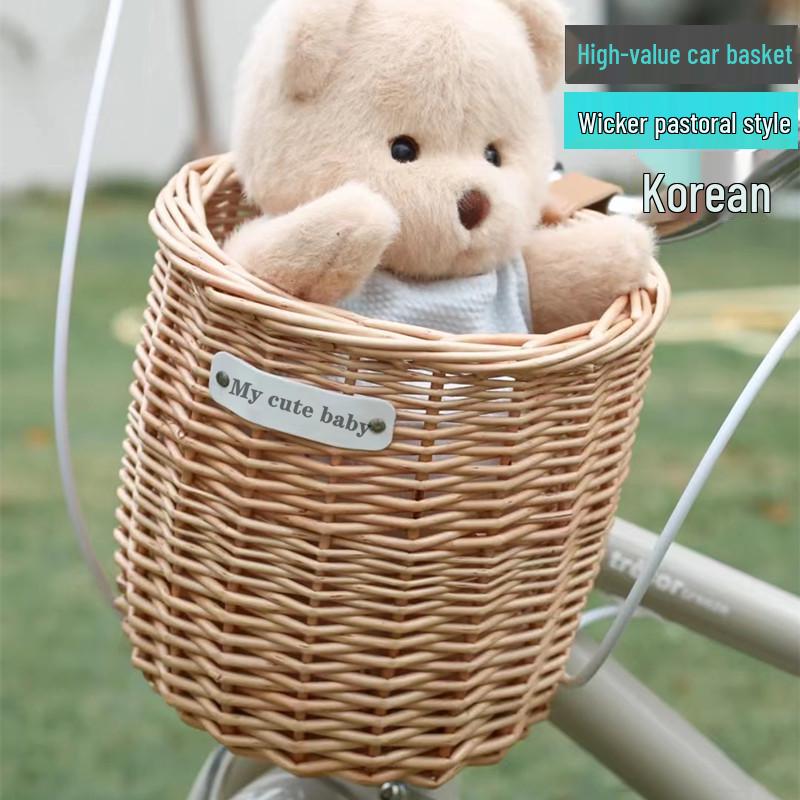 Retro Pastoral Rattan Bicycle & Scooter Basket for Kids